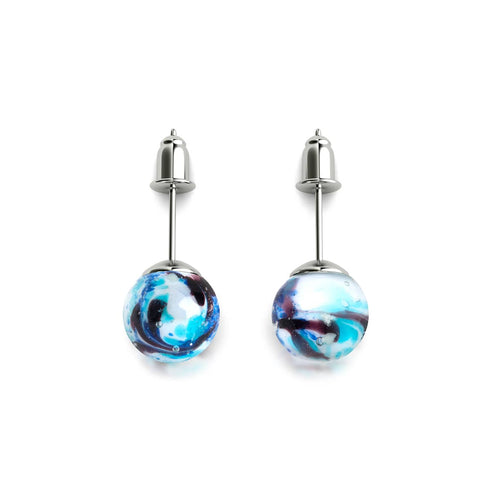 Blue Period | .925 Sterling Silver | Picasso Firefly Glass Diamonds Stud Earrings